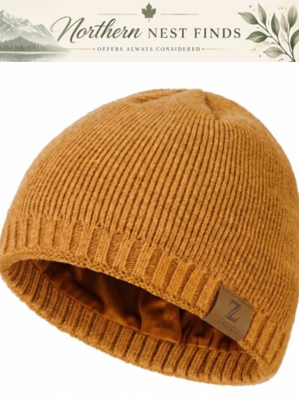 Men Winter Beanie Knit Hat Viscose Spandex Fleece Lined Warm Skull Cap